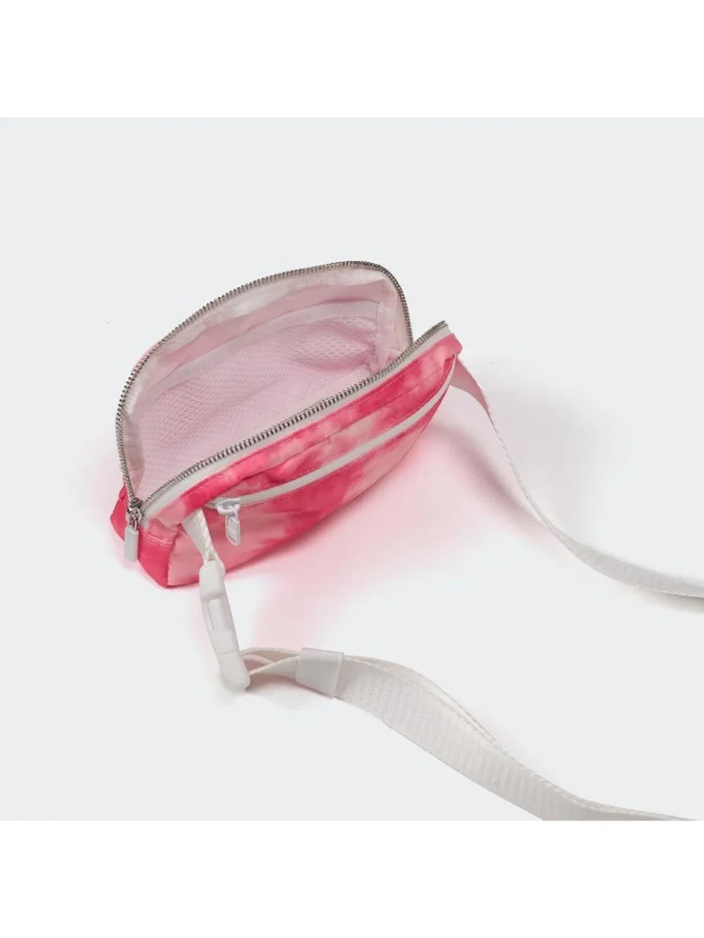 Men's Cloud Pink Crossbody Belt Bag Wide Zipper Adjustable Strap 3-Pockets